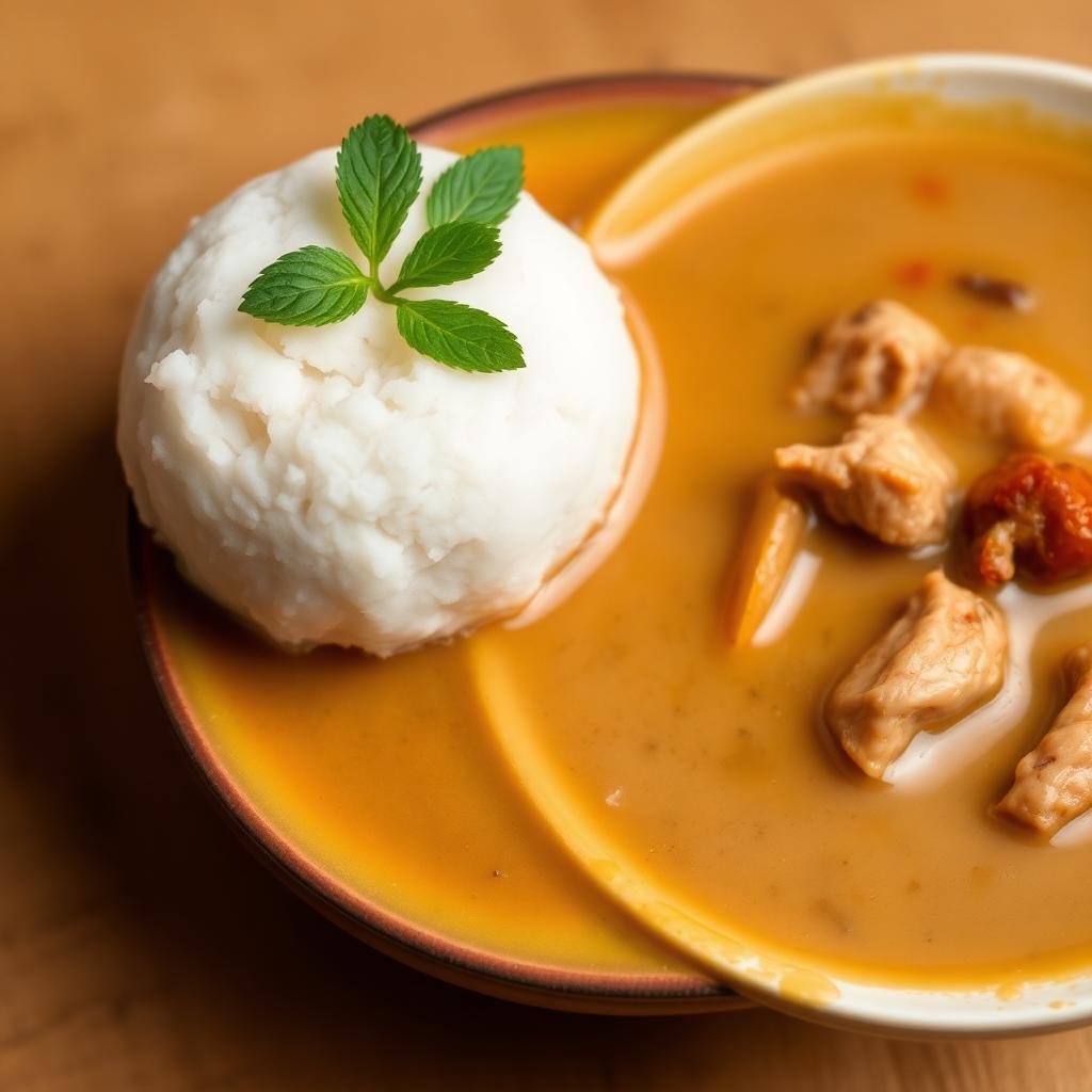 Fufu with Chicken Peanut Soup
