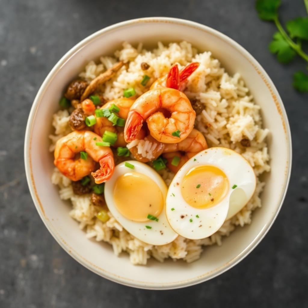 Shrimps and Eggs Rice Bowl
