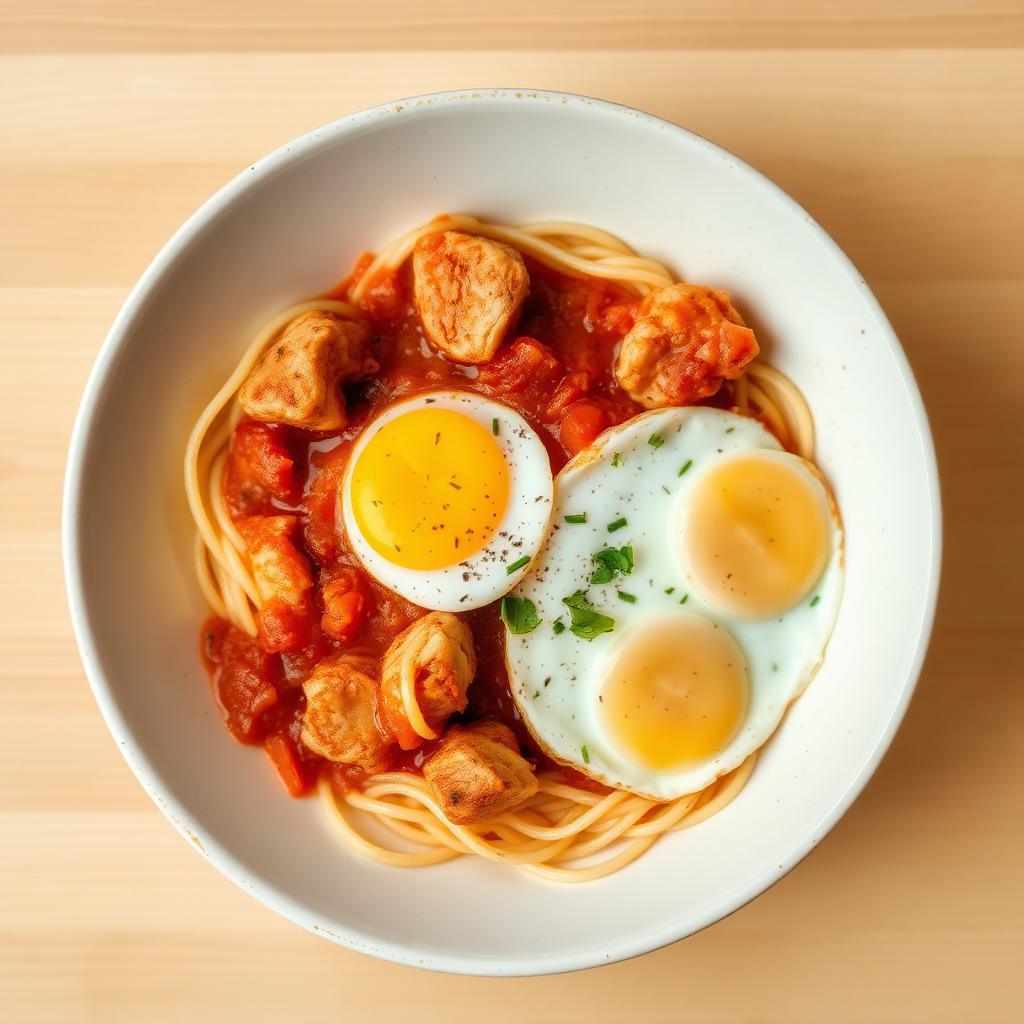 Spaghetti with Eggs and Chicken