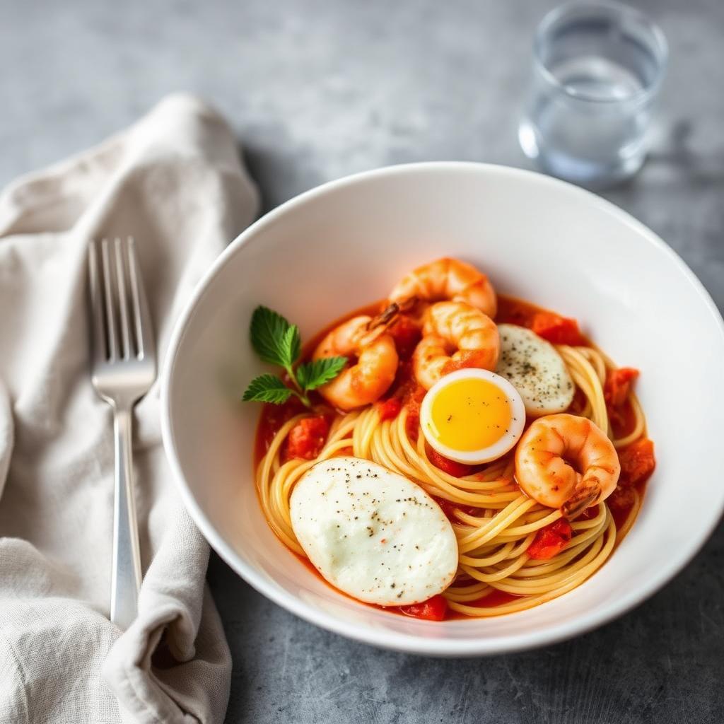 Spaghetti with Shrimps and Egg 🍤
