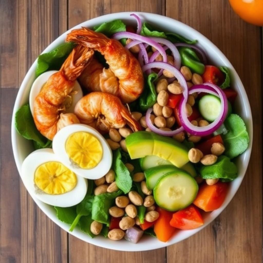 Crispy Shrimps and Eggs Salad 🍤🥗